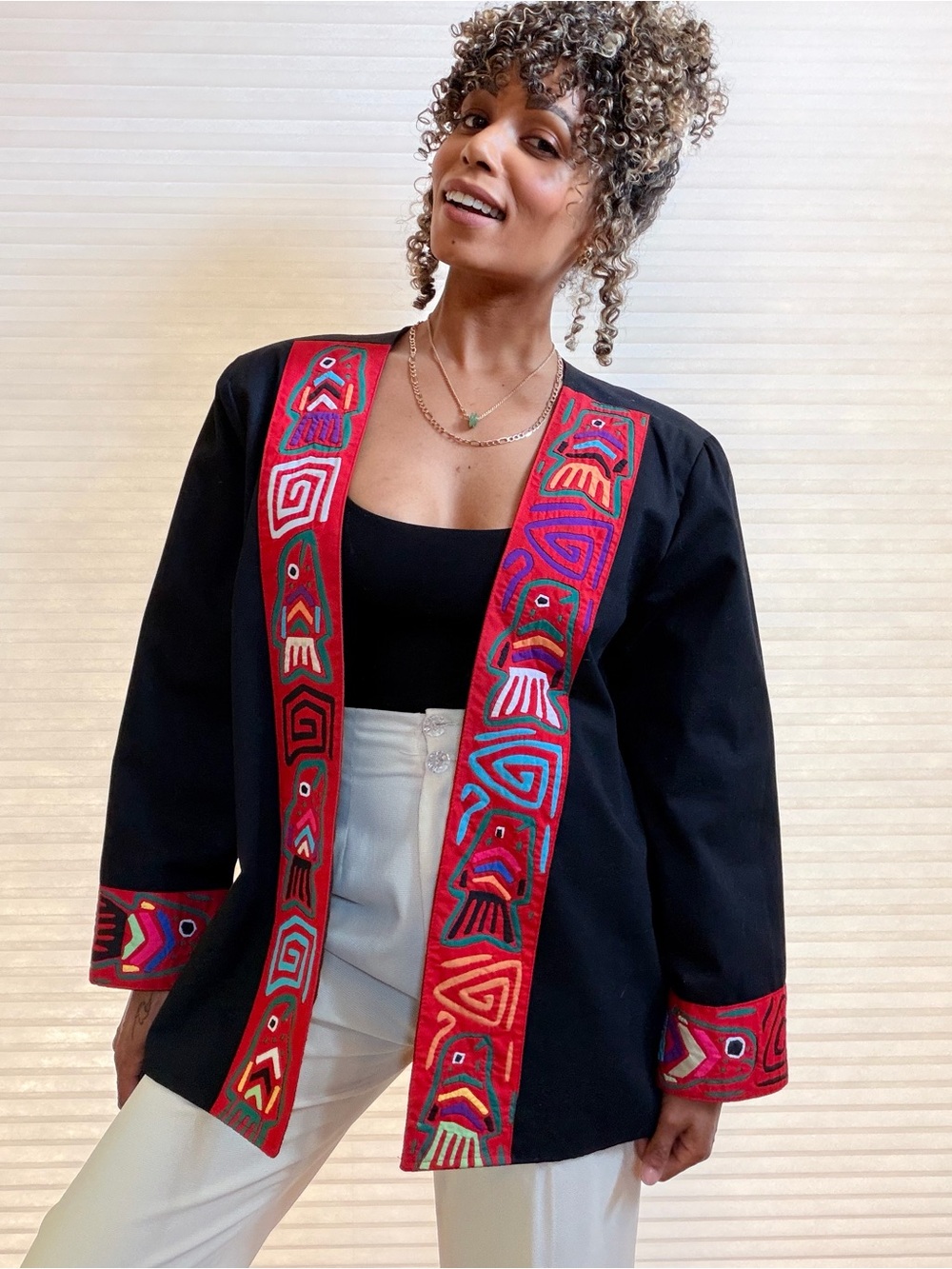 Vintage Sed’s Crafts Panama Handmade Mola Jacket | Authentic Guna Kuna Textile